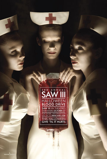 The movie, Saw III, keeps medical fetishists on the edge. And what a cool poster for us Nurse lovers!