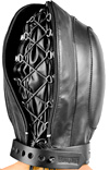 Back View of Lacing of the Padded Intense Leather Hood