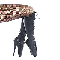 Knee Hi Ballet Boots in Black Leather